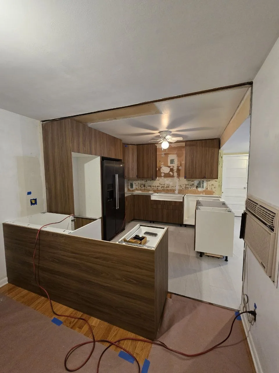 Walnut & White Kitchen with Island