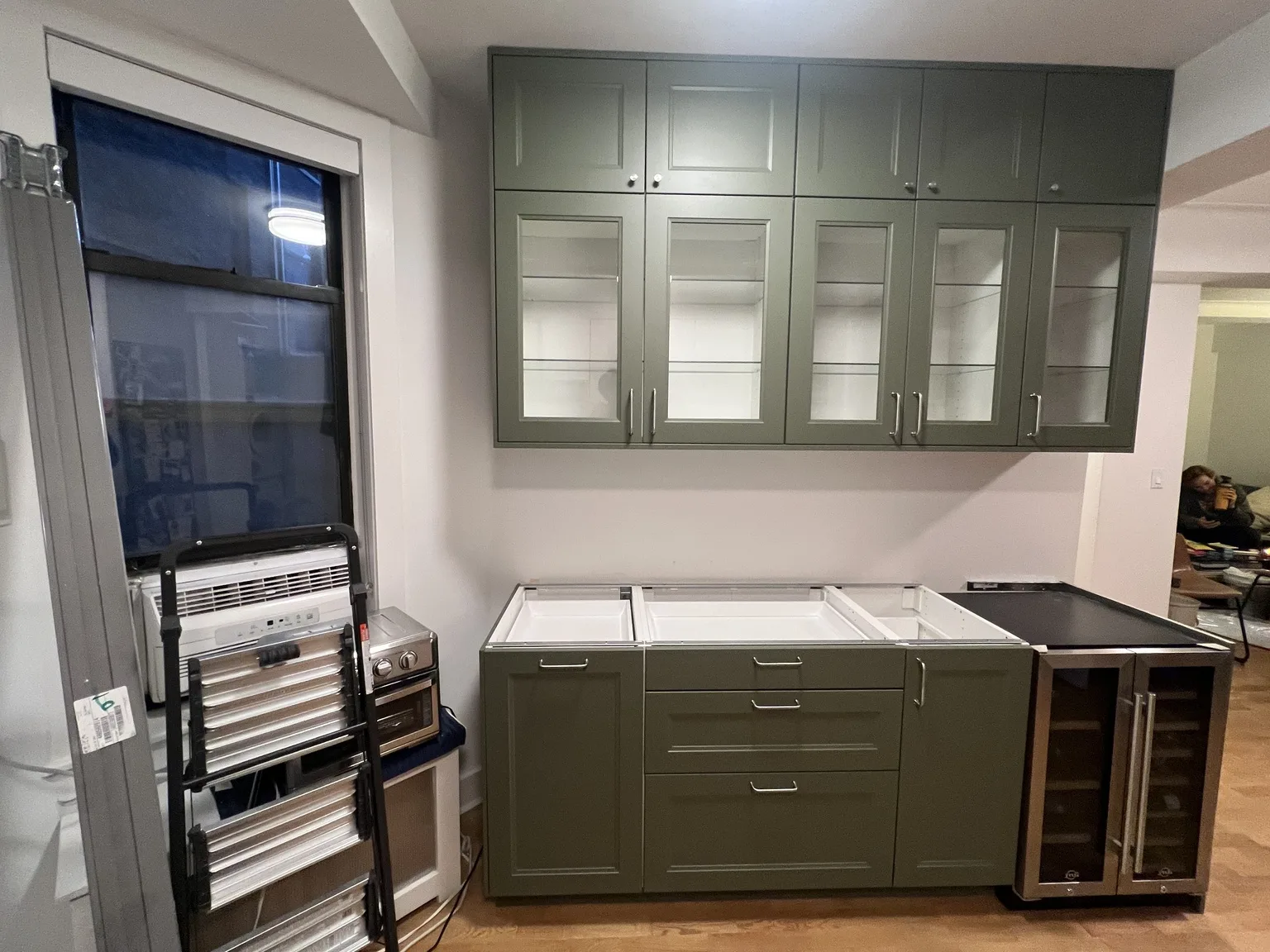 Sage Green Kitchen with Wine Storage